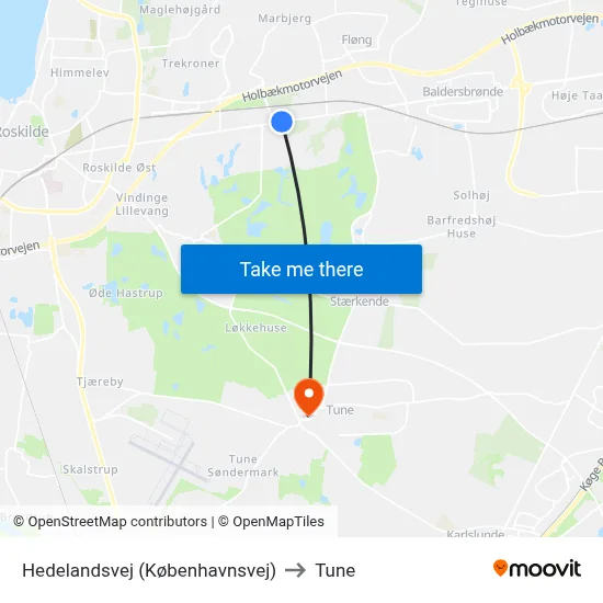 Hedelandsvej (Københavnsvej) to Tune map