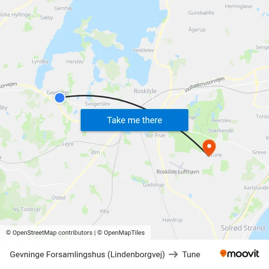 Gevninge Forsamlingshus (Lindenborgvej) to Tune map