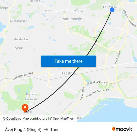 Åvej Ring 4 (Ring 4) to Tune map