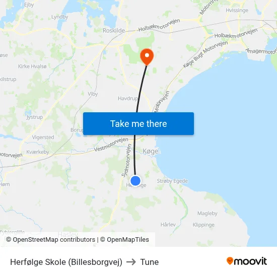 Herfølge Skole (Billesborgvej) to Tune map