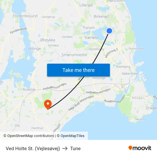 Ved Holte St. (Vejlesøvej) to Tune map