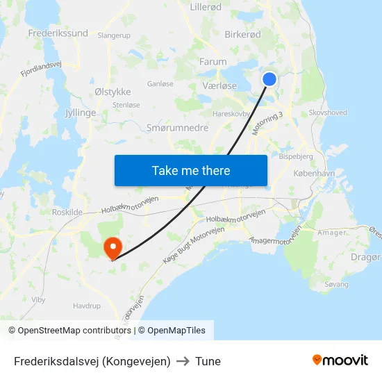 Frederiksdalsvej (Kongevejen) to Tune map