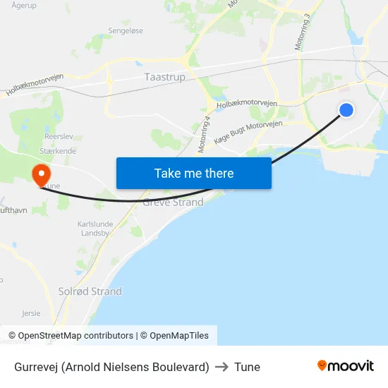Gurrevej (Arnold Nielsens Boulevard) to Tune map