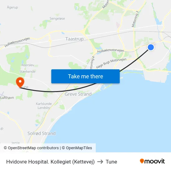 Hvidovre Hospital. Kollegiet (Kettevej) to Tune map