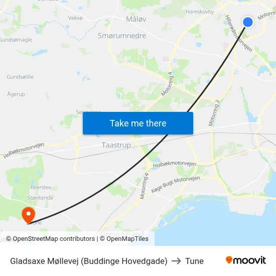 Gladsaxe Møllevej (Buddinge Hovedgade) to Tune map