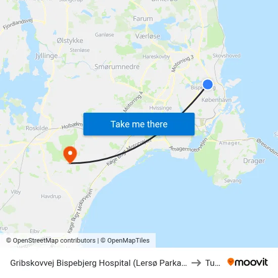 Gribskovvej Bispebjerg Hospital (Lersø Parkallé) to Tune map