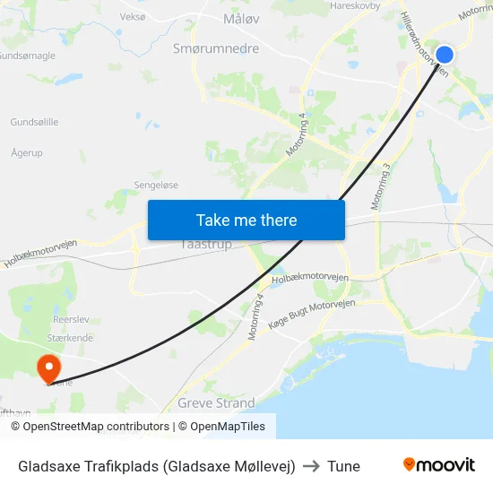 Gladsaxe Trafikplads (Gladsaxe Møllevej) to Tune map