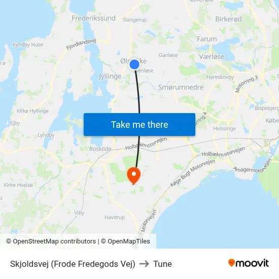 Skjoldsvej (Frode Fredegods Vej) to Tune map