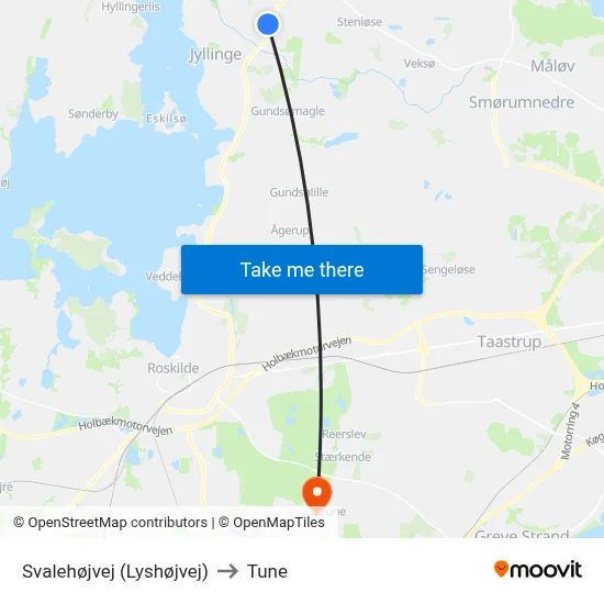 Svalehøjvej (Lyshøjvej) to Tune map