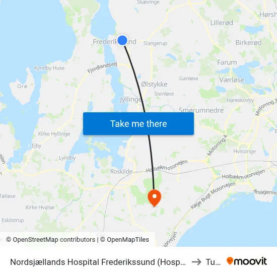 Nordsjællands Hospital Frederikssund (Hospitalvej) to Tune map