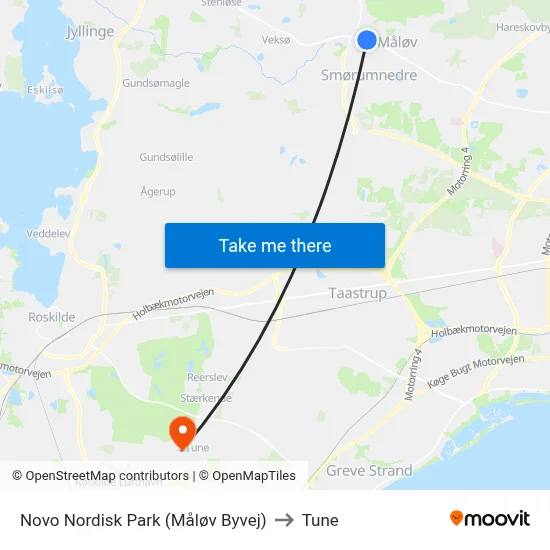 Novo Nordisk Park (Måløv Byvej) to Tune map