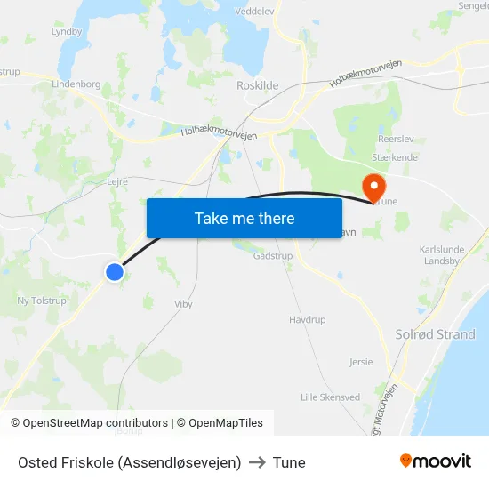 Osted Friskole (Assendløsevejen) to Tune map