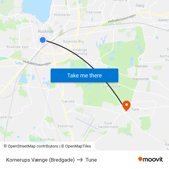 Kornerups Vænge (Bredgade) to Tune map