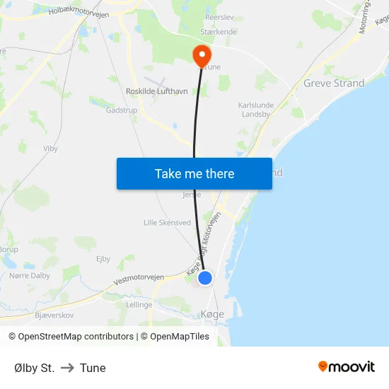 Ølby St. to Tune map