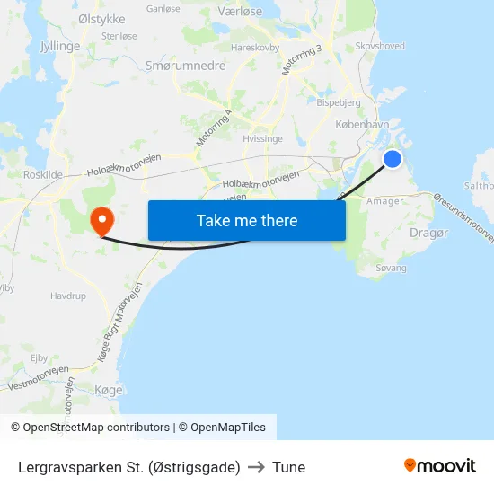 Lergravsparken St. (Østrigsgade) to Tune map