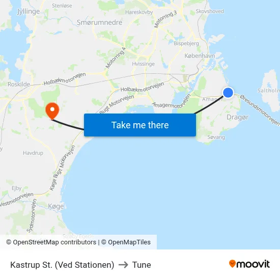 Kastrup St. (Ved Stationen) to Tune map