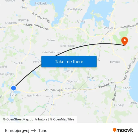 Elmebjergvej to Tune map
