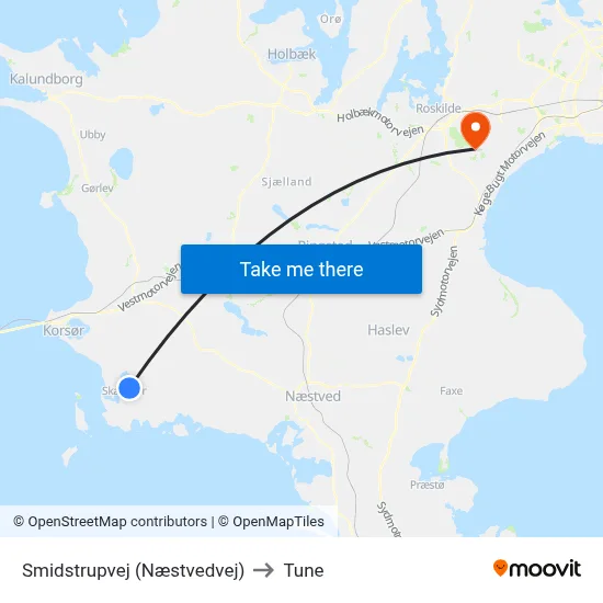 Smidstrupvej (Næstvedvej) to Tune map