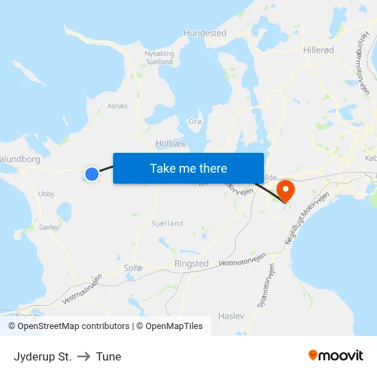 Jyderup St. to Tune map