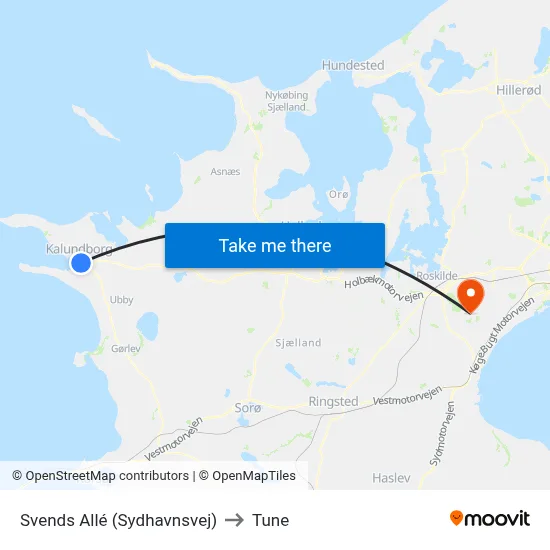 Svends Allé (Sydhavnsvej) to Tune map
