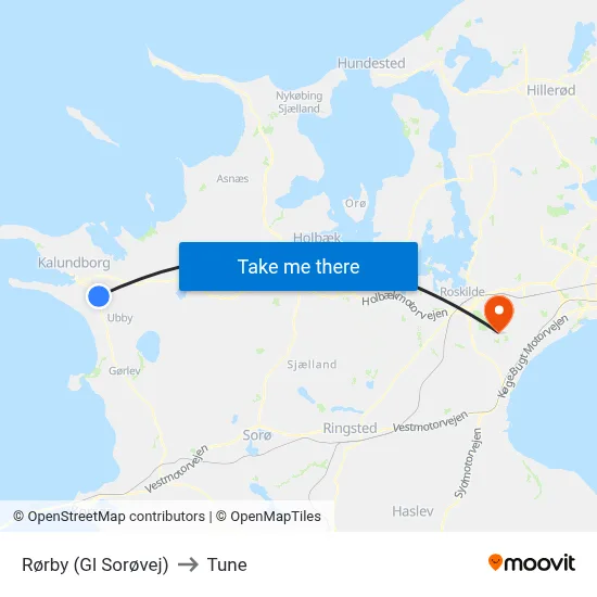 Rørby (Gl Sorøvej) to Tune map