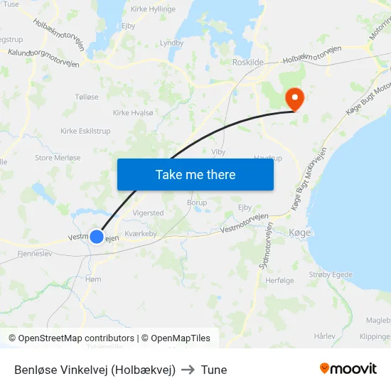 Benløse Vinkelvej (Holbækvej) to Tune map