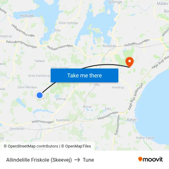 Allindelille Friskole (Skeevej) to Tune map