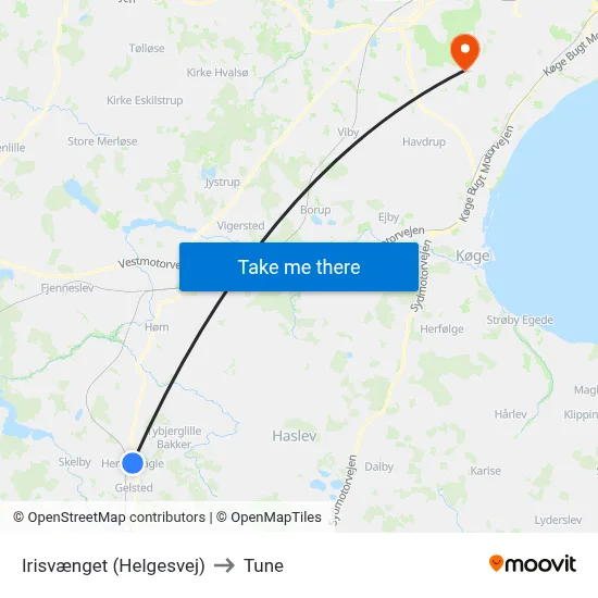 Irisvænget (Helgesvej) to Tune map