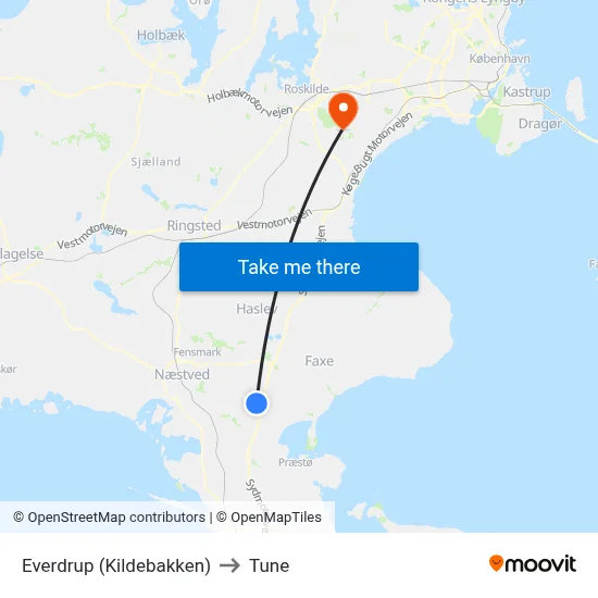 Everdrup (Kildebakken) to Tune map