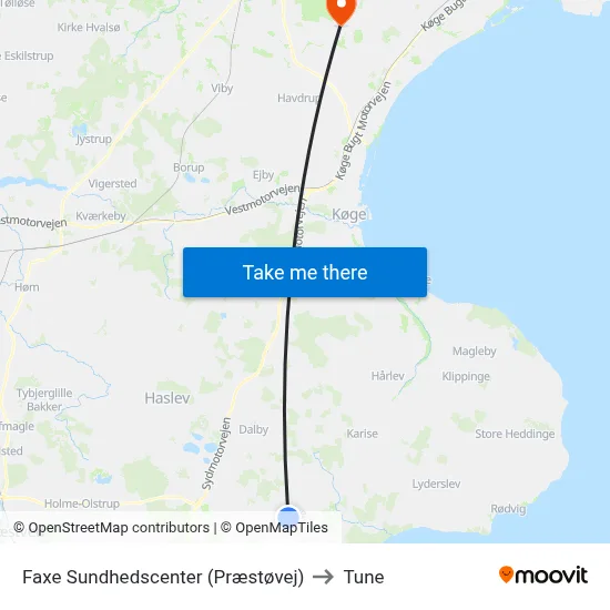 Faxe Sundhedscenter (Præstøvej) to Tune map