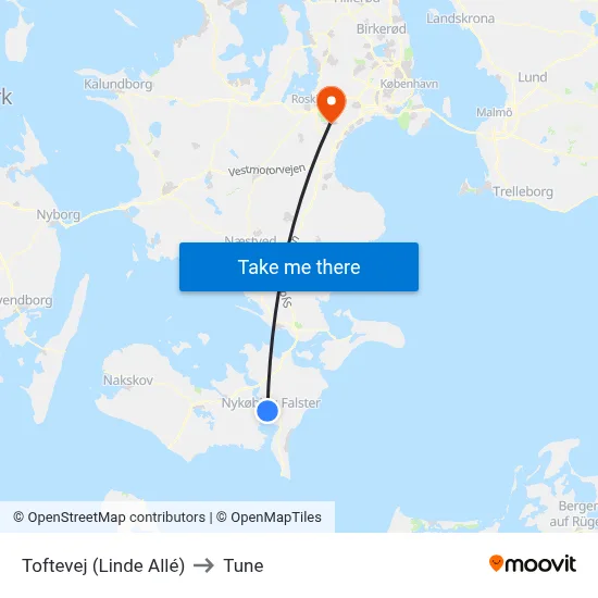 Toftevej (Linde Allé) to Tune map