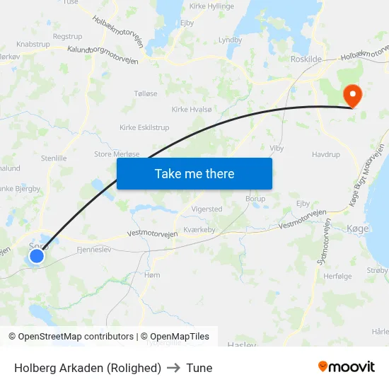 Holberg Arkaden (Rolighed) to Tune map