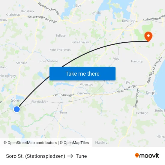 Sorø St. (Stationspladsen) to Tune map