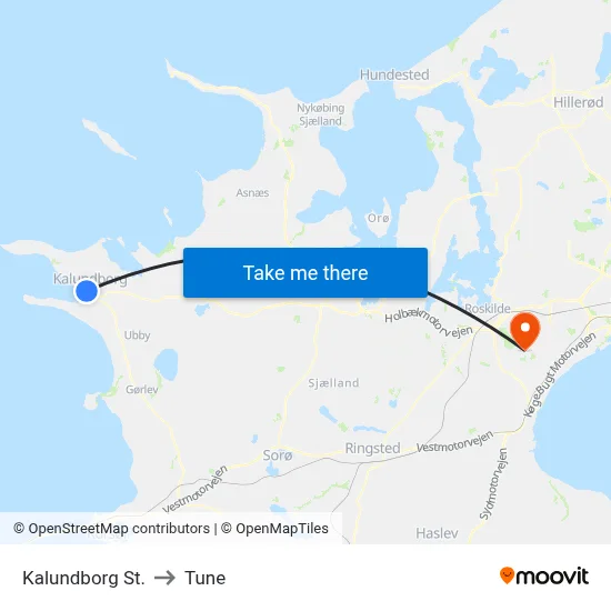 Kalundborg St. to Tune map