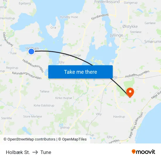 Holbæk St. to Tune map