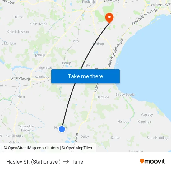 Haslev St. (Stationsvej) to Tune map