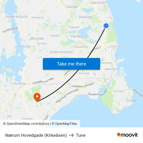 Nærum Hovedgade (Kirkeåsen) to Tune map