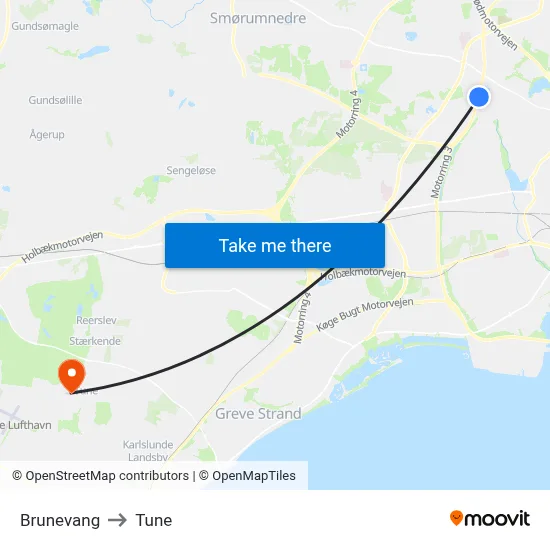 Brunevang to Tune map