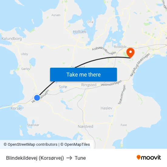 Blindekildevej (Korsørvej) to Tune map