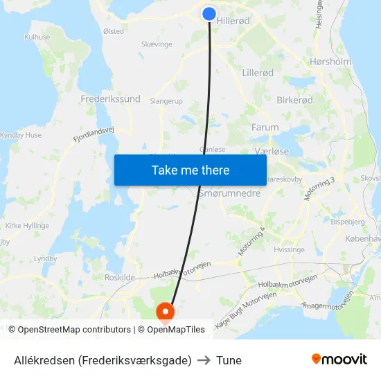 Allékredsen (Frederiksværksgade) to Tune map