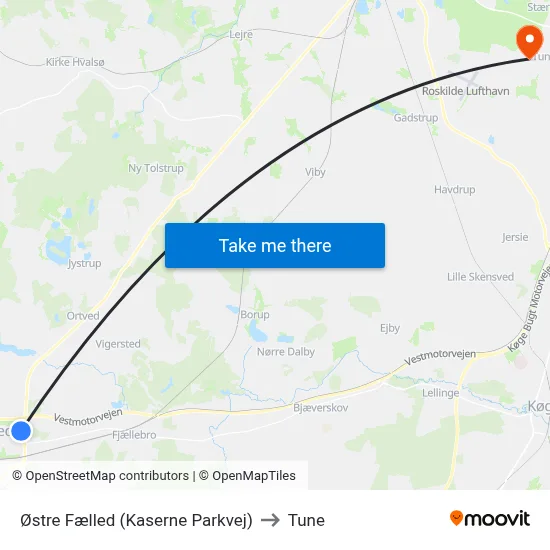 Østre Fælled (Kaserne Parkvej) to Tune map