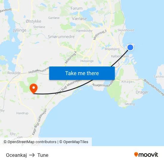 Oceankaj to Tune map