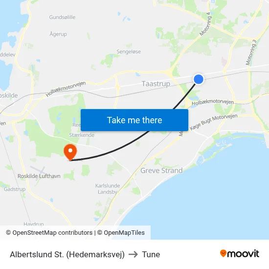 Albertslund St. (Hedemarksvej) to Tune map