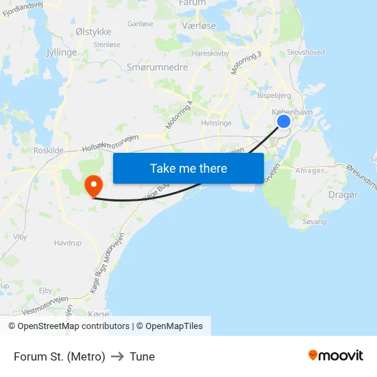 Forum St. (Metro) to Tune map