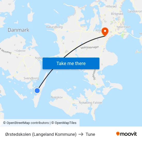 Ørstedskolen (Langeland Kommune) to Tune map
