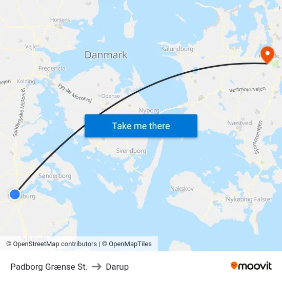Padborg Grænse St. to Darup map