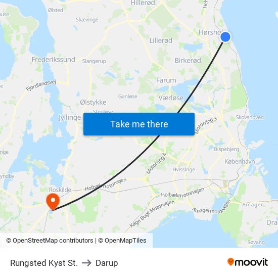 Rungsted Kyst St. to Darup map
