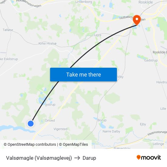 Valsømagle (Valsømaglevej) to Darup map