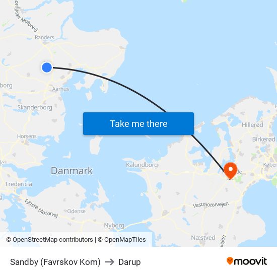 Sandby (Favrskov Kom) to Darup map