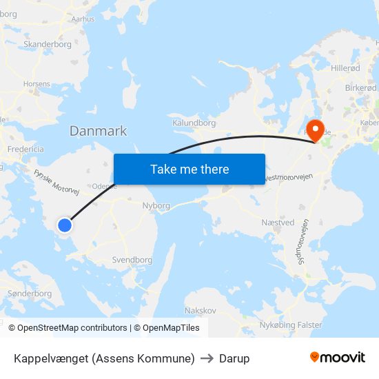 Kappelvænget (Assens Kommune) to Darup map